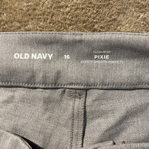Old Navy Pants Womens 16 Pixie High Rise Gray Heathered Dress Career Cuffed - Picture 2 of 7